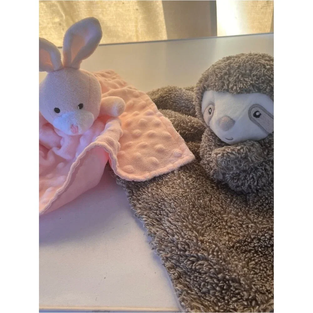 Carter’s Baby Lovey Security Blanket Set Bunny & Sloth Plush Comfort Toys